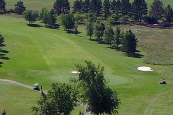 Aerial view of course greens