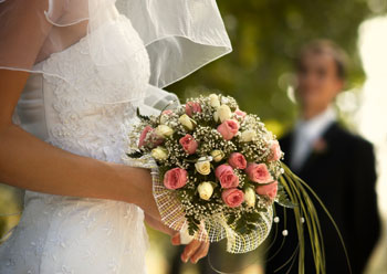 Bride holding bouquet